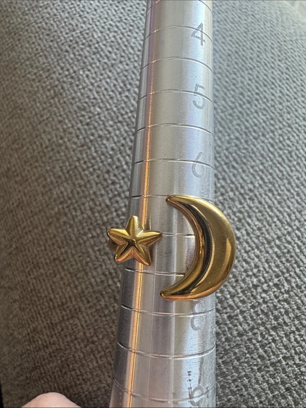 Gold modern Moon and Star Adjustable Ring - Women Jewelry